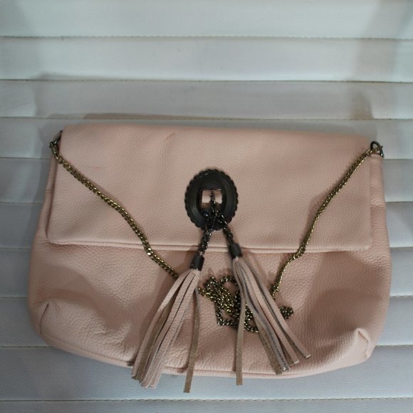 Borse In Pelle Genuine Leather Italy Crossbody bag Peach Made in Italy 13"x10" - Picture 2 of 11